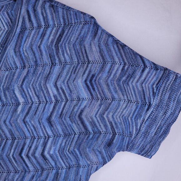White House Black Market Sweater Small Blue Knit Chevron Dolman - Picture 4 of 11